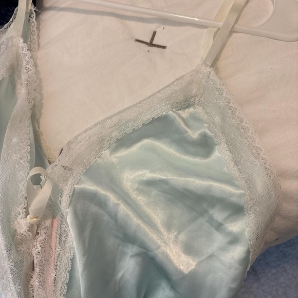 Elegant Light Blue Women's Satin and lace Romper - Picture 6 of 7